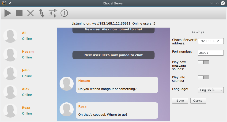 Chocal Chat server application